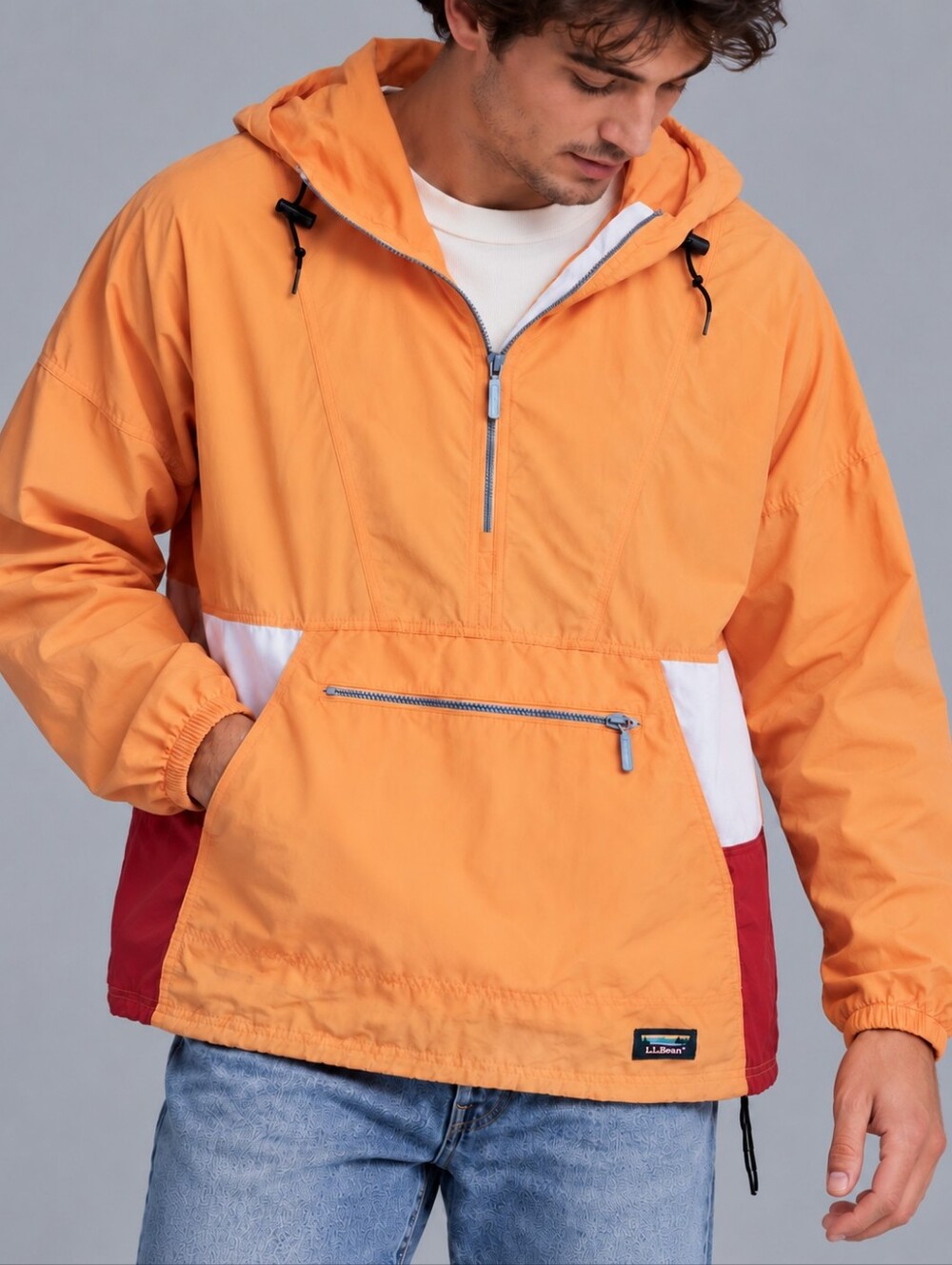 Vintage 90s L.L. Bean Colorblock Nylon Anorak Pullover Jacket Mens Size XL